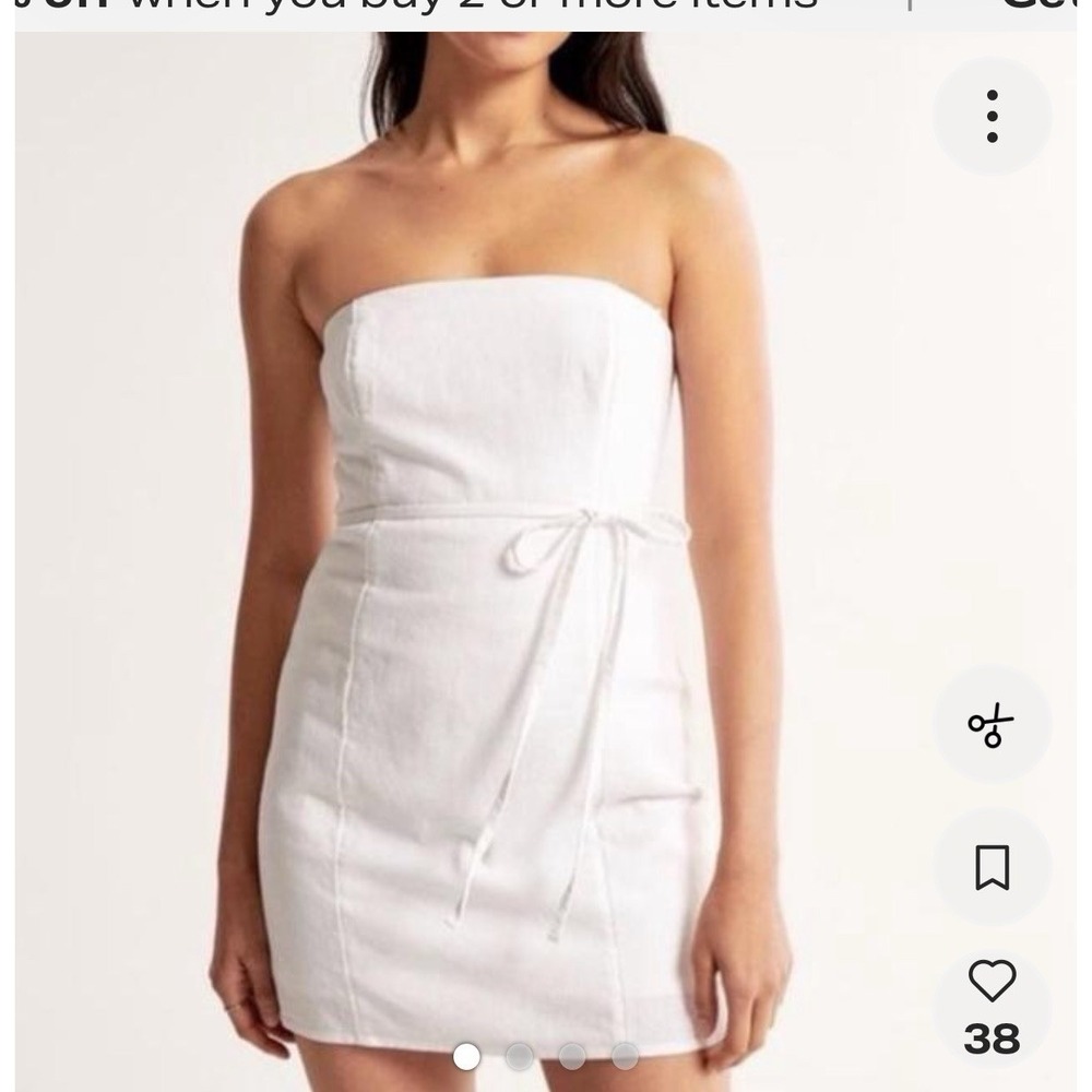 Abercrombie & Fitch White Linen Strapless Dress Size Large Beach Vacation